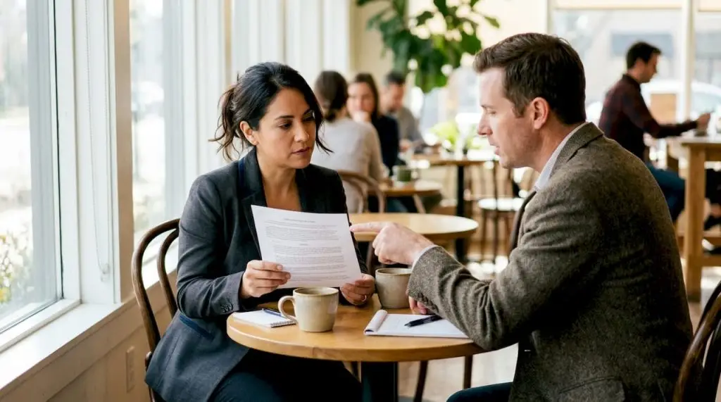 Client consulting lawyer about domestic violence