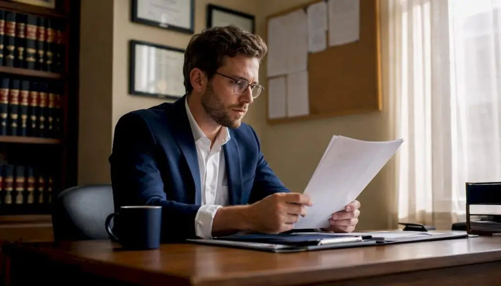 Probation officer reviewing case files