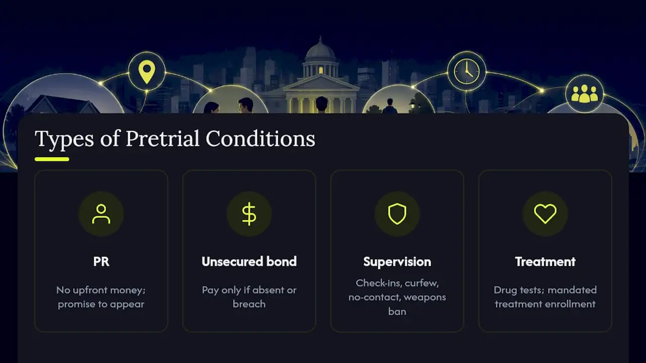 Comparison chart of pretrial release conditions