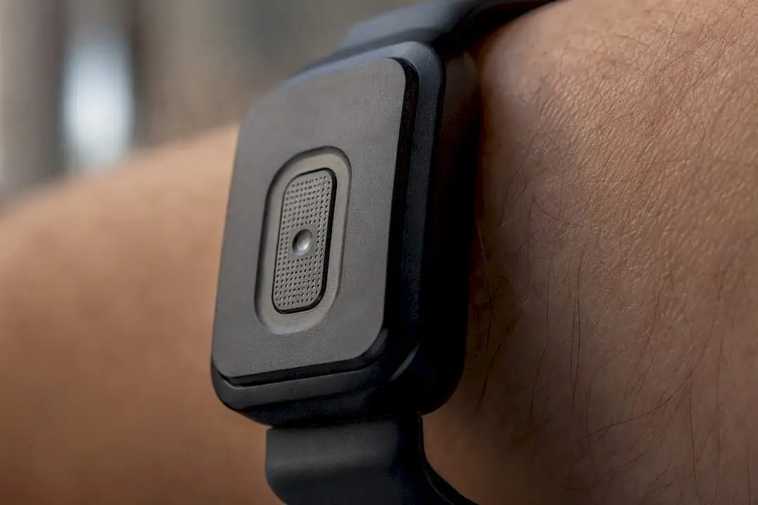 Close-up of sweat sensor on alcohol monitor